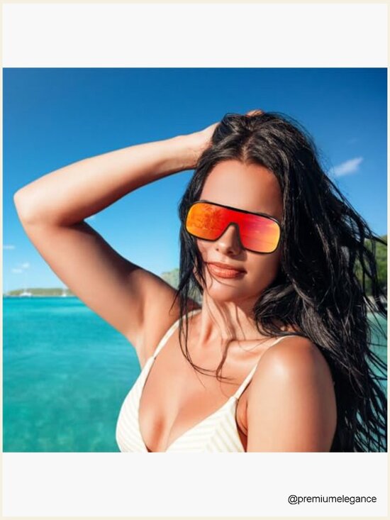 Oversized Polarized Shield Sunglasses UV400 One Piece Retro Square main image 5